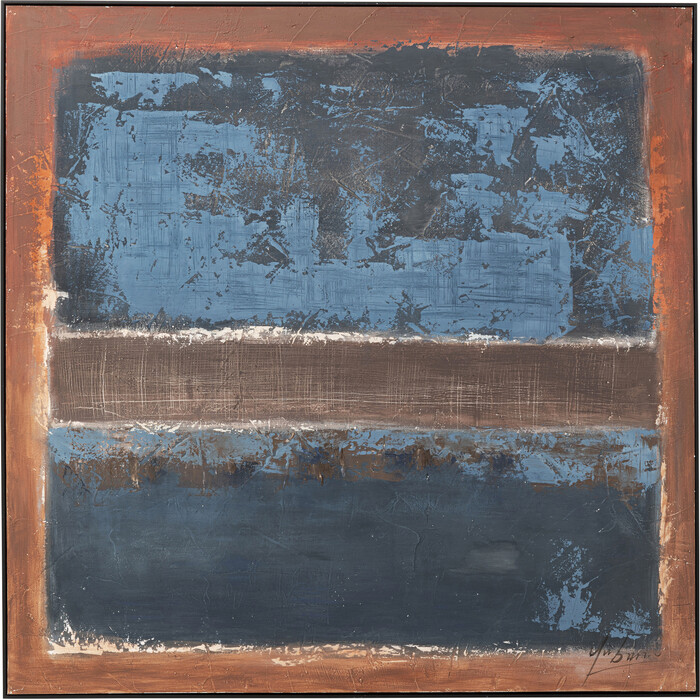 [56785] 有框畫 寂靜 藍色 120x120cm