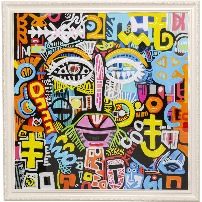 [57553] Tableau encadré Doodle Face 80x80cm