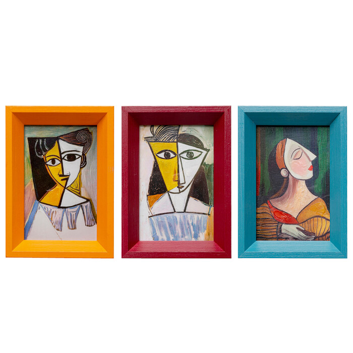 [57771] Tablou înramat Portret Cubism 13x18cm (3/Set)