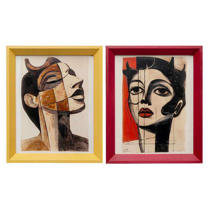[57772] Framed Picture Portrait Modernism 22x27cm (2/Set)