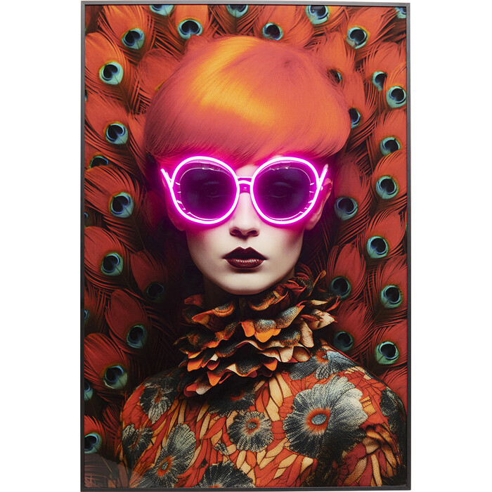 [57829] Cuadro enmarcado LED Fancy Red Lady 55x75cm
