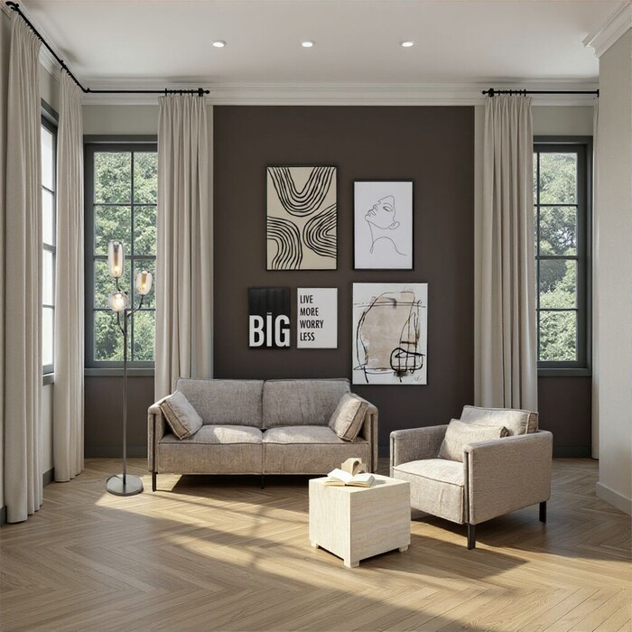 [57843] Tableau encadré Dust gris 55x75cm - 1