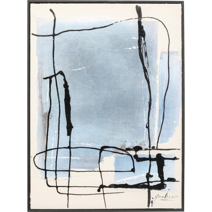 [57845] Tableau encadré Dust bleu 75x55cm
