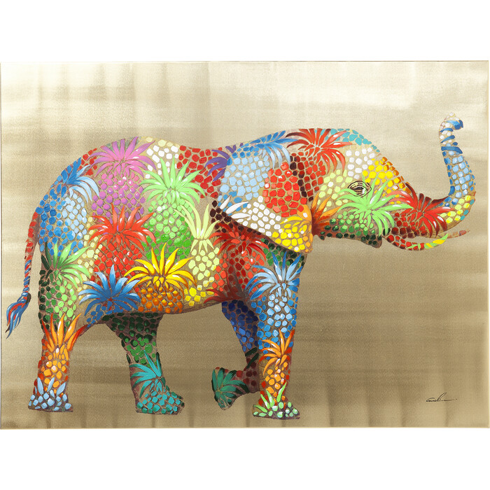 [57867] Tableau sur toile Flower Elefant 50x40cm