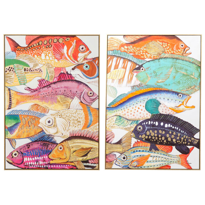 [57869] Tableau encadré Fish Meeting (2/Set)