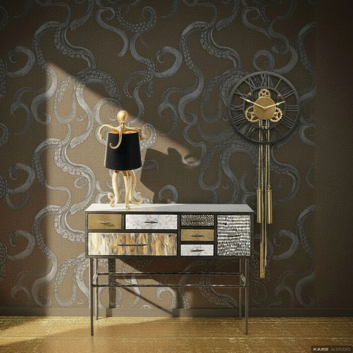 [58478] Table Lamp Octopus Gold/Black 60cm