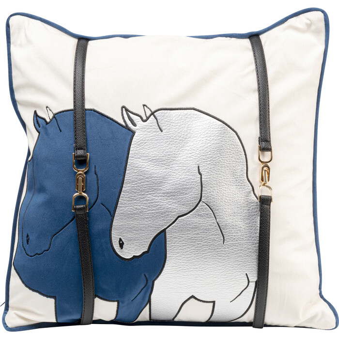 [58601] Coussin Horse Date bleu 45x45cm