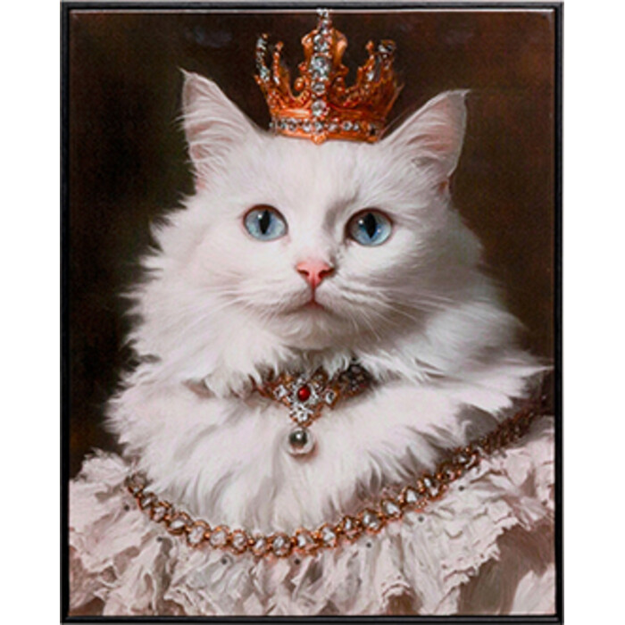 [58694] Canvas Picture Princess Cat White 40x50cm
