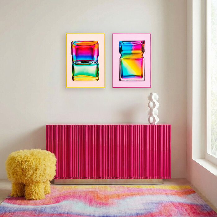 [58696] Tableau encadré Rainbow Flacon Square 50x70cm - 1
