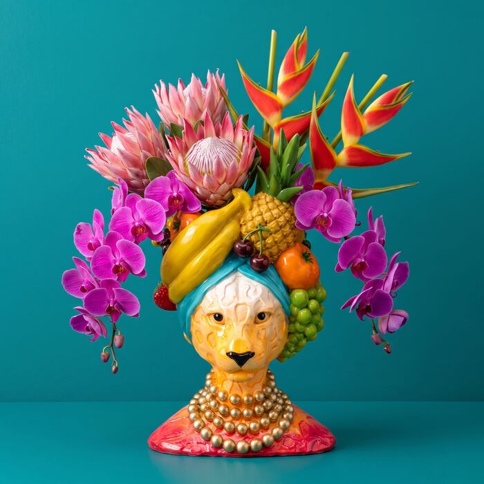 [58716] Vase Animal Fruits Head 28cm - 1