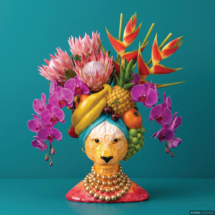 [58716] Animal Fruits Head 花瓶 28cm - 1