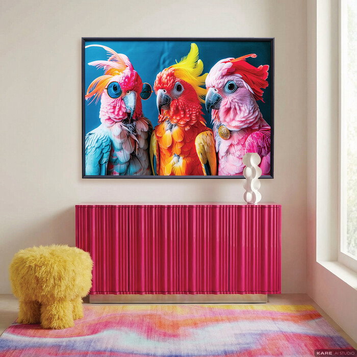 [58893] Glass Picture Cockatoo Chatter 150x100cm - 2