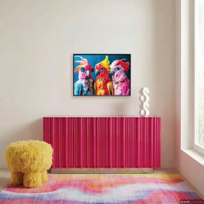[58894] Glass Picture Cockatoo Chatter 75x55cm - 2