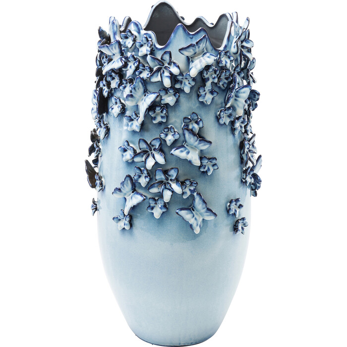 [60464] Vase Butterflies Lightblue 50cm