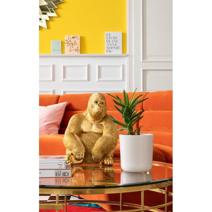 [61446] Figurine décorative Monkey Gorilla Side doré 39cm - 2