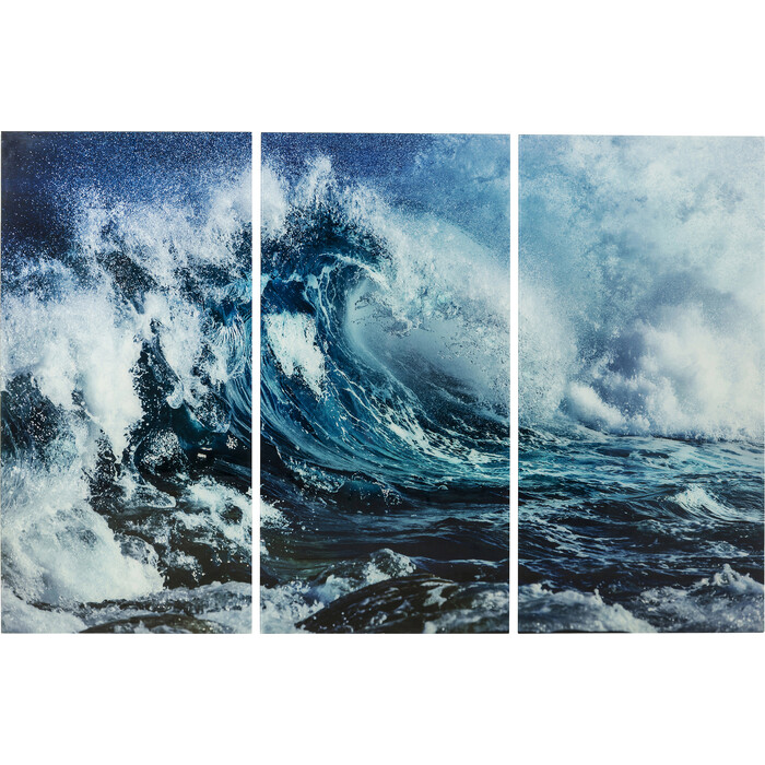 [64682] Gambar Kaca Triptychon Wave (3/Set)