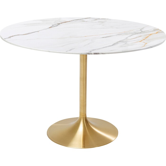 [70493] Table  Invitation Set Ceramic White Brass Ø120cm