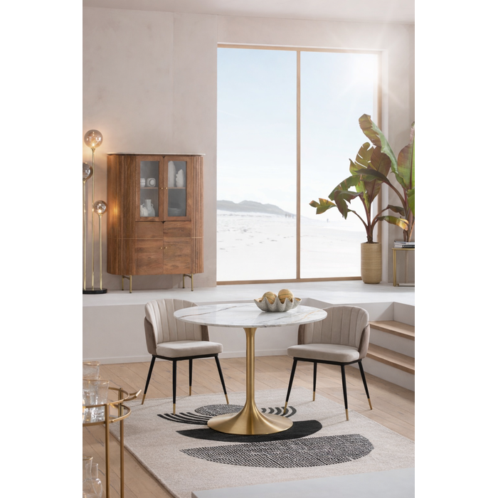 [70493] Table  Invitation Set Ceramic White Brass Ø120cm - 1