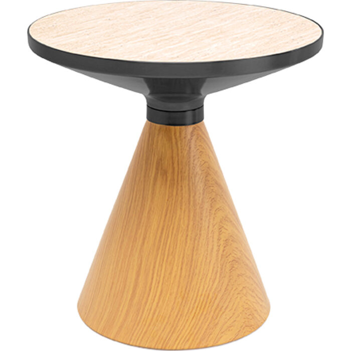 [70658] Table d'appoin Cono chêne-travertin Ø50cm
