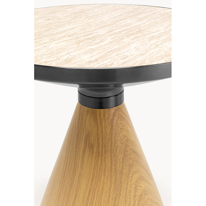[70658] Table d'appoin Cono chêne-travertin Ø50cm - 4