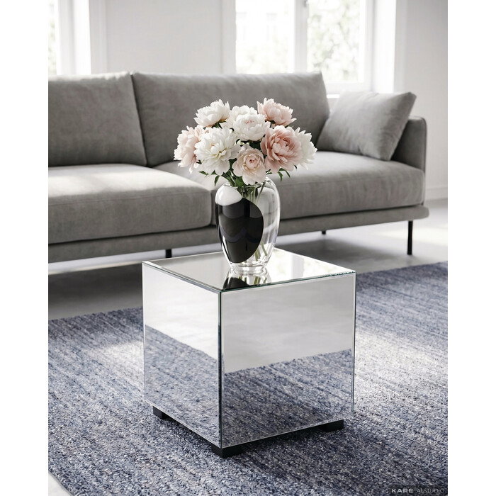 [70750] Τραπέζι Δίπλα Luxy Mirror Drawer 45x45cm - 2