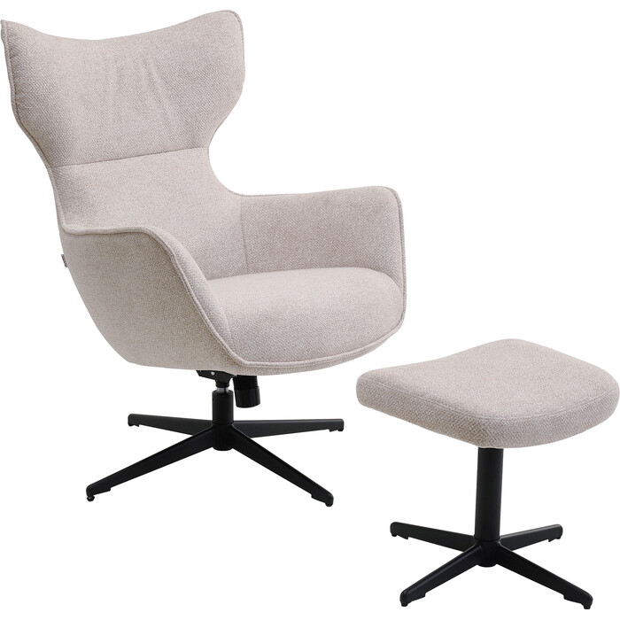 [70821] Sillón giratorio + Taburete Jules Beige