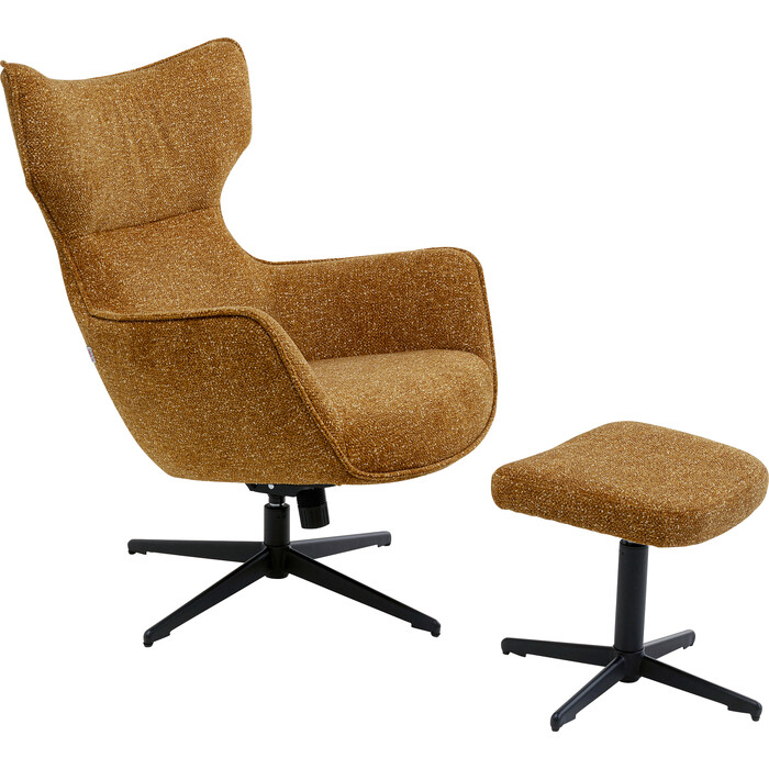 [70822] Sillón giratorio + Taburete Jules Amarillo