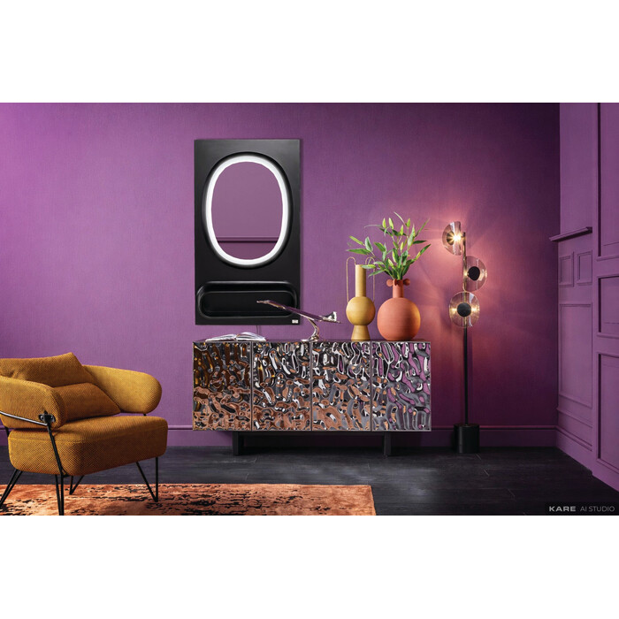 [70840] Divar Güzgüsü Aero LED Black 80x141sm