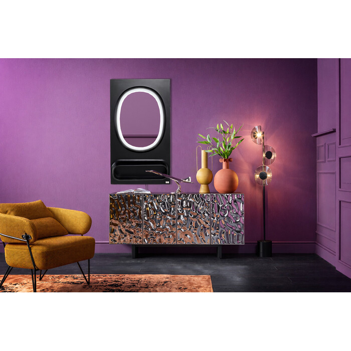 [70840] Wall Mirror Aero LED Black 80x141cm - 1