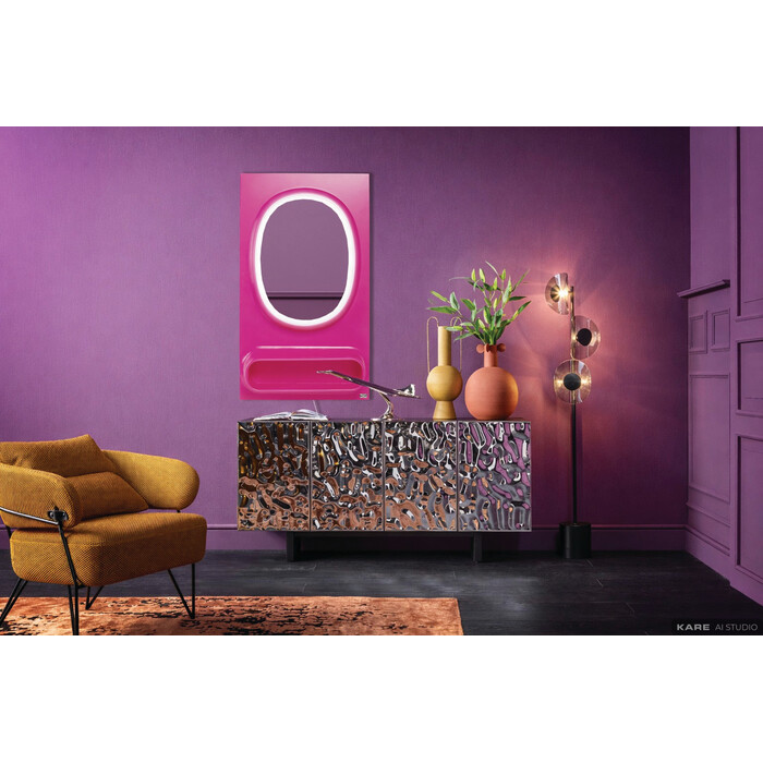 [70843] Wall Mirror Aero LED Pink 80x141cm