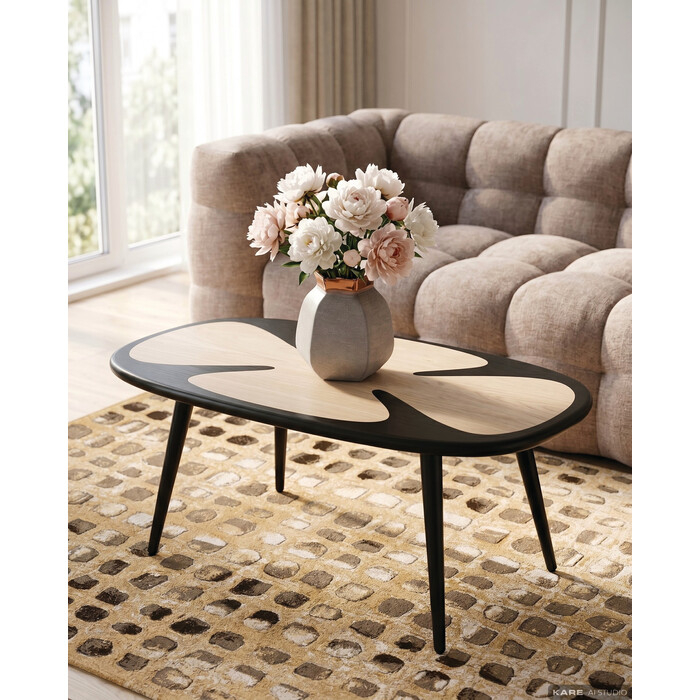[70845] Coffee Table Petal Nature Black 90x60cm - 1