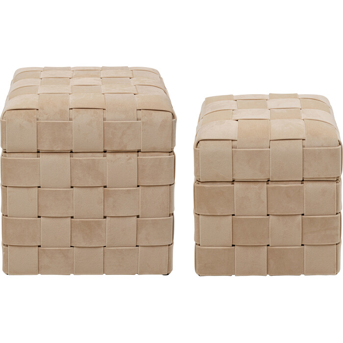 [70933] Taburete almacenaje Weave Beige (2/Set)