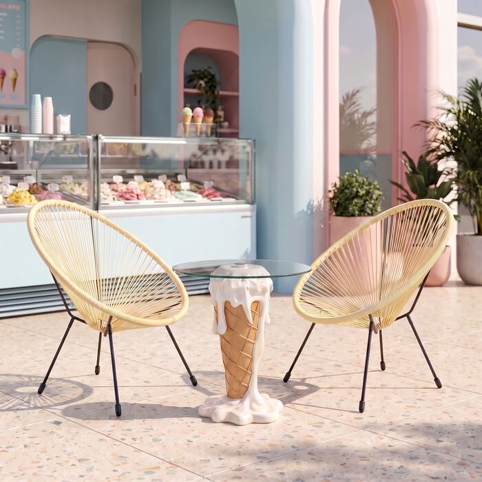 [71038] Table d'appoint Ice Cream vanilla Ø48cm - 1