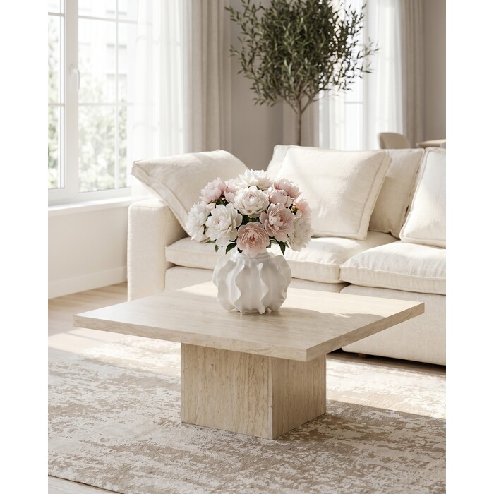 [71064] Coffee Table Travertino 100x100cm - 1