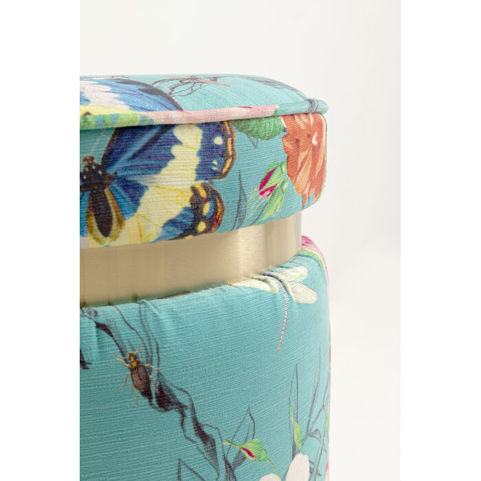 [71087] Stool Flower Fever Blue Ø39cm - 3