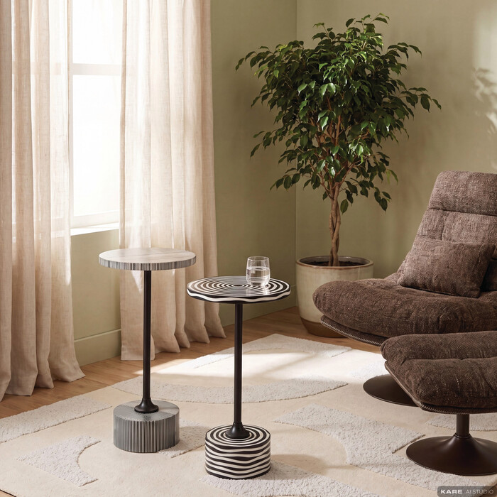 [71120] Table d'appoint Domero Swirl Noir Ø25cm - 1