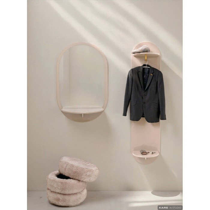 [71176] Wall Mirror Groove Taupe 70x110cm - 2
