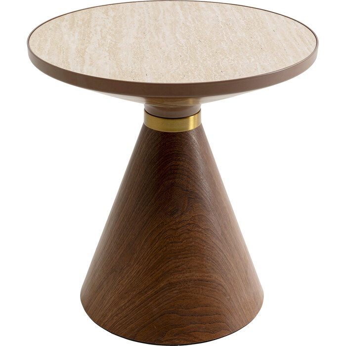[71333] Coffee Table Cono Walnut Travertin Ø50cm