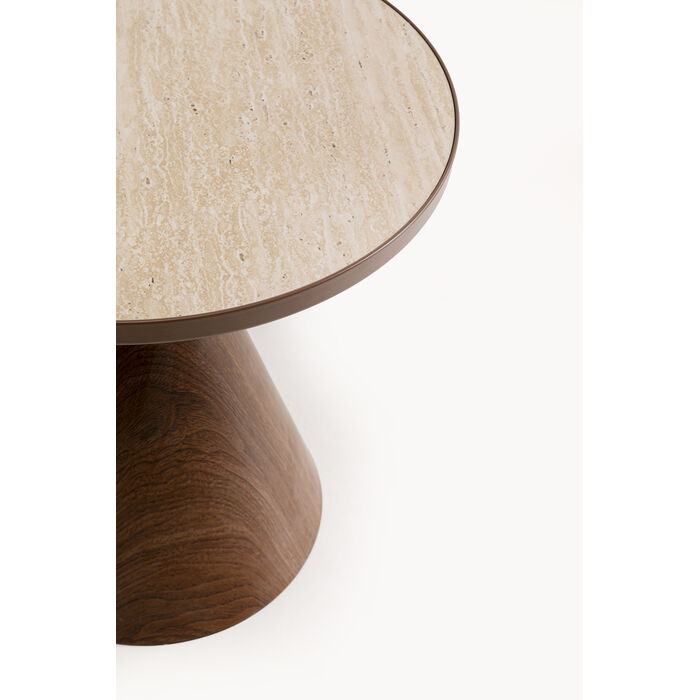 [71333] Coffee Table Cono Walnut Travertin Ø50cm - 3