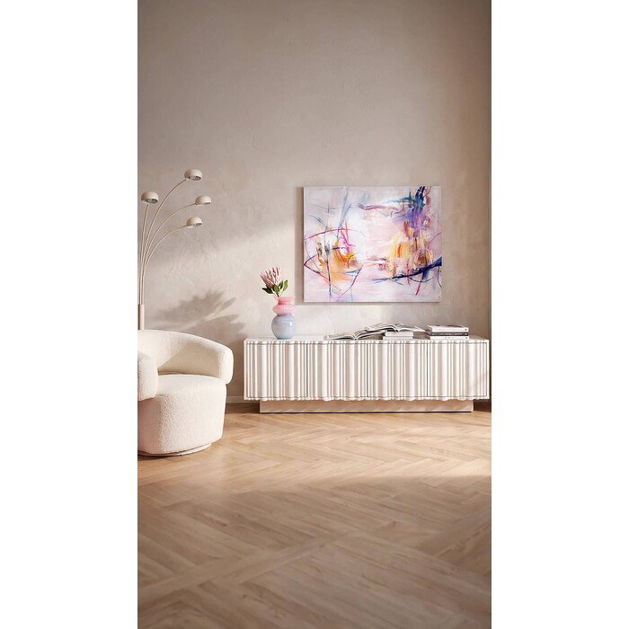 [71360] Χαμηλή Βιβλιοθήκη Stucco White 160x45cm
