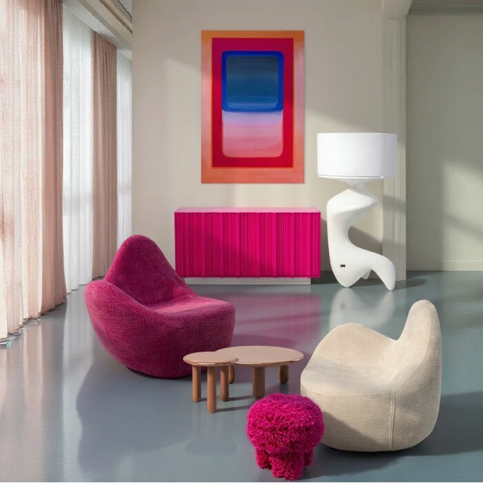 [71481] Fauteuil Glow Wave crème 116cm - 2