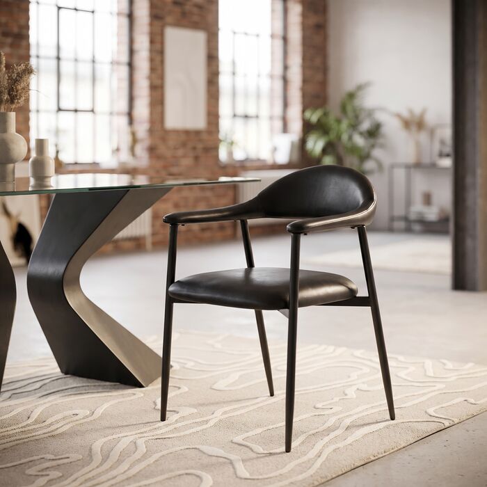 [71957] Chaise a. acc Remo noir - 1