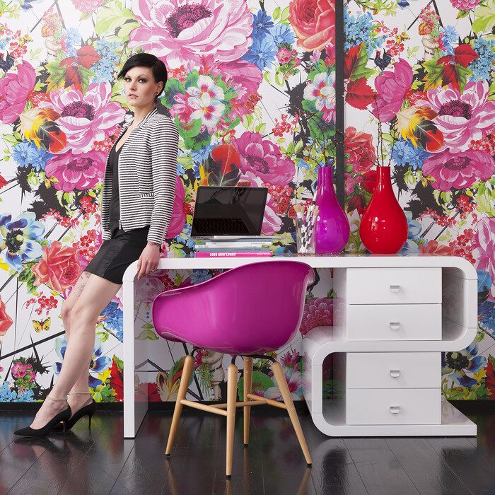 White Club Desk Snake 150x70cm