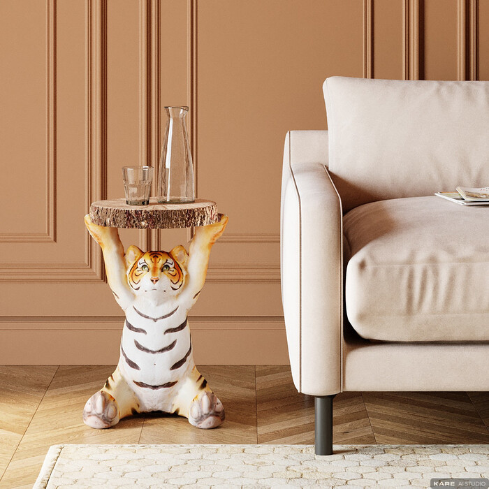 [78892] Side Table Animal Tiger Ø35cm - 2