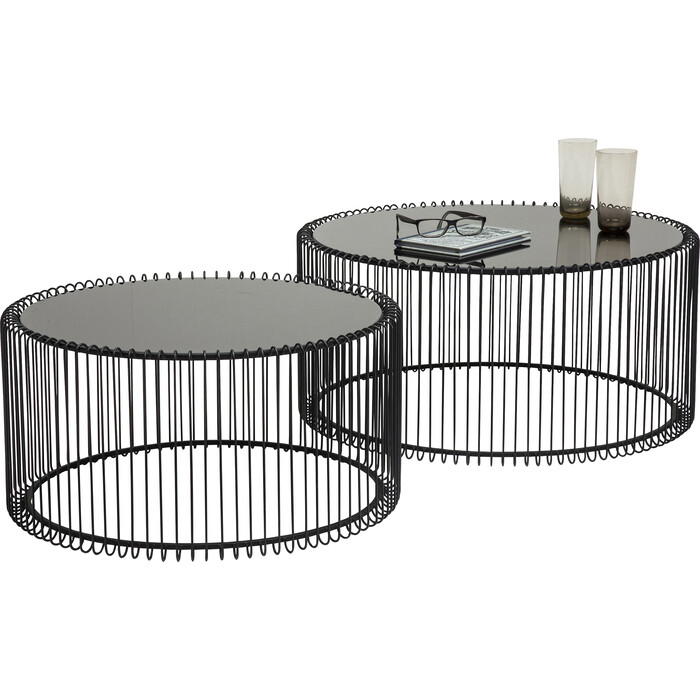 [79577] Coffee Table Wire Black (2/Set)