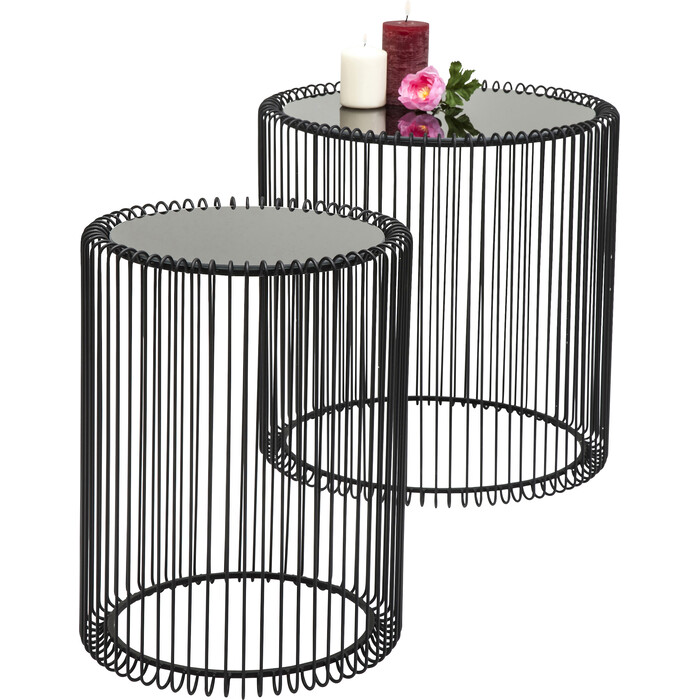 [79578] Tables d'appoint Wire noir  Ø44cm (2/Set)