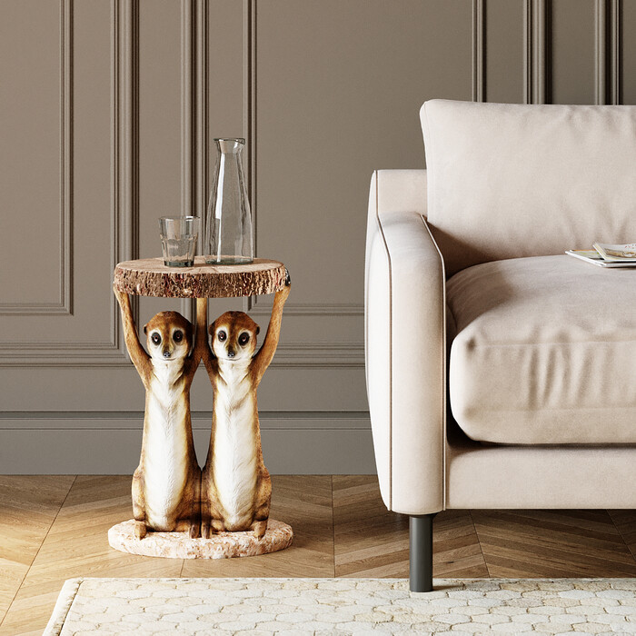 [79748] Table d'appoint Animal Meerkat Sisters Ø33cm - 2