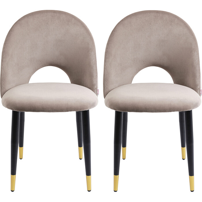 [80084] Chaise Iris velours taupe (2/Set)
