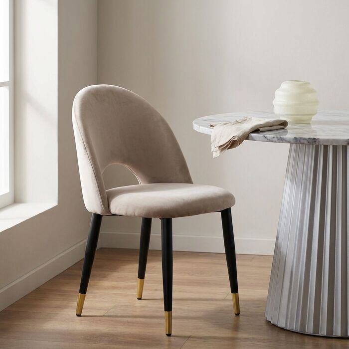 [80084] Chaise Iris velours taupe (2/Set) - 1