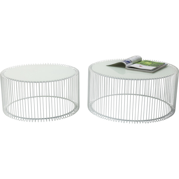 [80179] Mesa centro Wire blanco (2/Set)